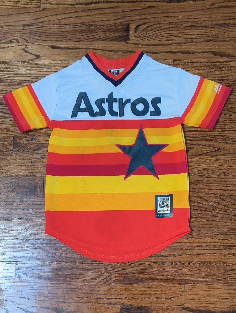 Majestic Astros Kids White, Red & Yellow Retro Jersey